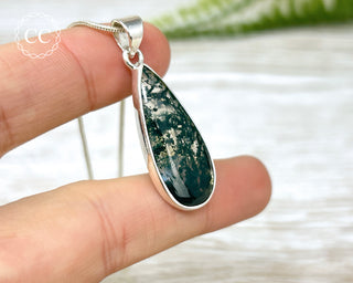 Moss Agate Silver Necklace #1