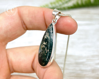 Moss Agate Silver Necklace #1