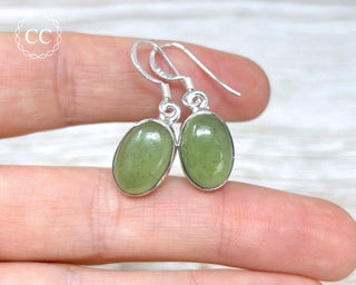 Nephrite Jade Silver Earrings #2