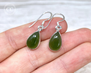 Nephrite Jade Silver Earrings #1