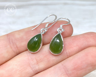 Nephrite Jade Silver Earrings #1