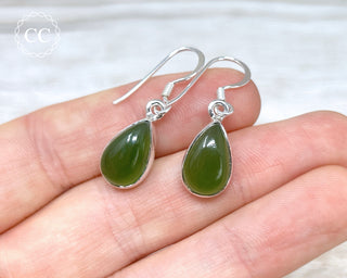 Nephrite Jade Silver Earrings #1