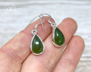 Nephrite Jade Silver Earrings #1