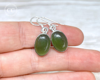 Nephrite Jade Silver Earrings #2