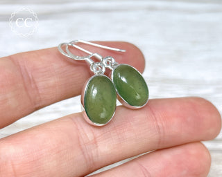 Nephrite Jade Silver Earrings #2