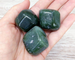 Nephrite Jade Tumbled Crystals in hand
