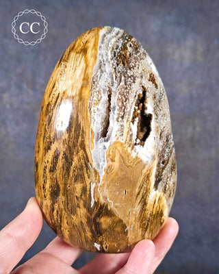A hand holding an Ocean Jasper freeform from Madagascar