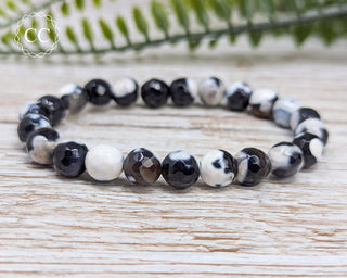 Orca Agate 8mm Beaded Bracelet on light background