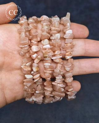 Sunstone Moonstone Gemchip Bracelet in hand