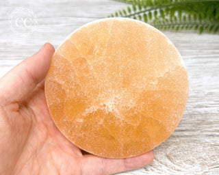 Peach Satin Spar (Selenite) Crystals Plate