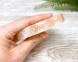 Peach Satin Spar (Selenite) Crystals Plate