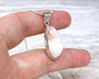 Peach Scolecite Silver Necklace #1