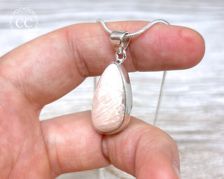 Peach Scolecite Silver Necklace #1