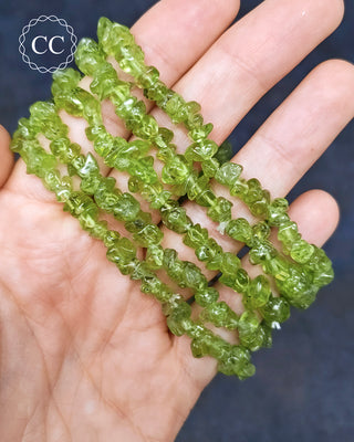 Peridot Gemchip Bracelets in hand