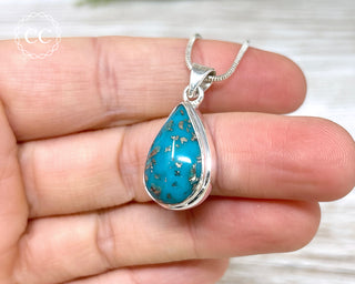 Turquoise With Pyrite Silver Necklace #4