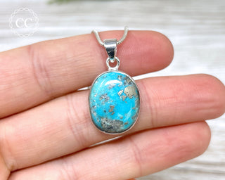 Turquoise With Pyrite Silver Necklace #3