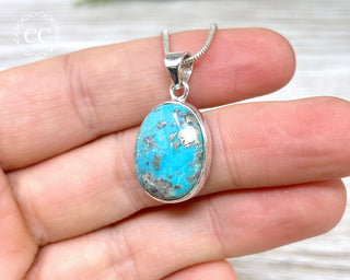 Turquoise With Pyrite Silver Necklace #3