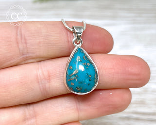 Turquoise With Pyrite Silver Necklace #4