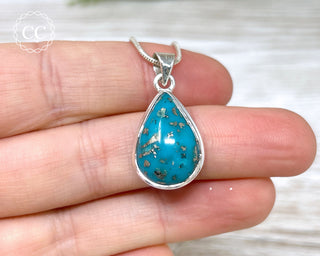 Turquoise With Pyrite Silver Necklace #4