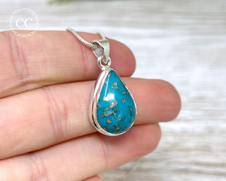 Turquoise With Pyrite Silver Necklace #4