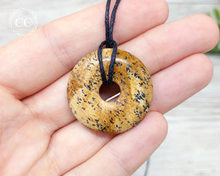 Picture Jasper Donut Necklace in hand