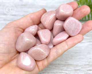 Pink Talc Tumbled Crystals in hand