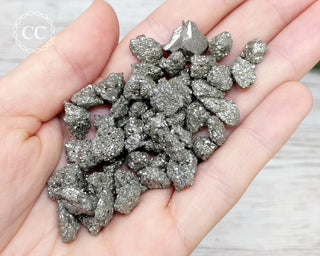 Pyrite Crystal Chips 50g in hand