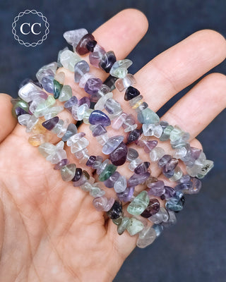 Rainbow Fluorite Gemchip Bracelets in hand