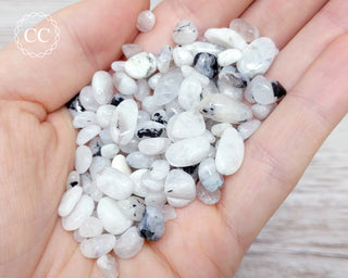 Rainbow Moonstone Crystal Chips in hand