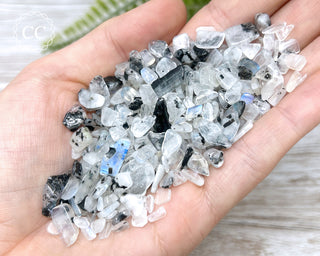 Rainbow Moonstone Crystal Chips in hand