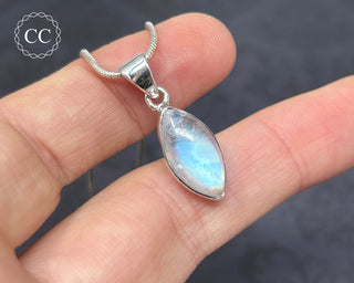 Rainbow Moonstone Silver Necklace #2