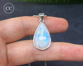 Rainbow Moonstone Silver Necklace #3