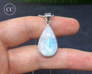 Rainbow Moonstone Silver Necklace #3