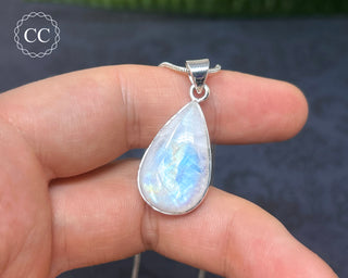 Rainbow Moonstone Silver Necklace #3