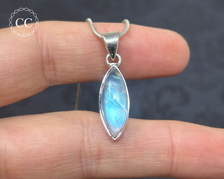 Rainbow Moonstone Silver Necklace #4