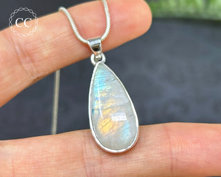 Rainbow Moonstone Silver Necklace #4