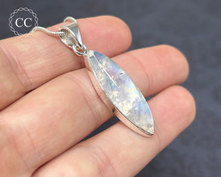 Rainbow Moonstone Silver Necklace #5