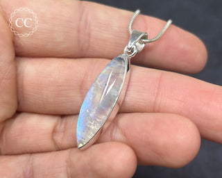 Rainbow Moonstone Silver Necklace #5