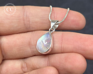 Rainbow Moonstone Silver Necklace #6