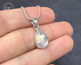 Rainbow Moonstone Silver Necklace #6