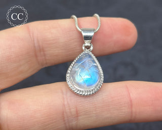 Rainbow Moonstone Silver Necklace #7