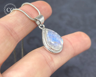 Rainbow Moonstone Silver Necklace #7