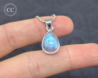 Rainbow Moonstone Silver Necklace #8