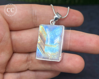 Rainbow Moonstone Silver Necklace #1