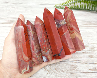Red Jasper Towers in hand