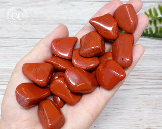 Red Jasper Tumbled Crystals in hand