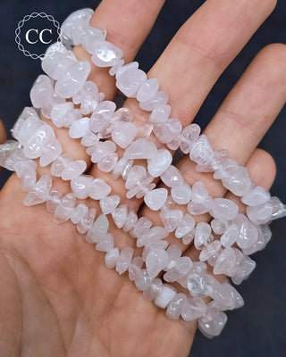 Rose Quartz Gemchip Bracelets in hand