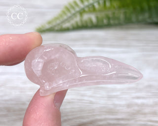 Rose Quartz Raven Skull #1