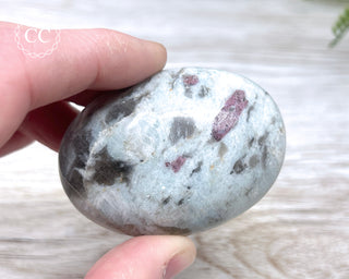 Rubellite & Cleavelandite Chunky Palm Stone #1