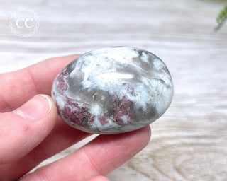 Rubellite & Cleavelandite Chunky Palm Stone #2